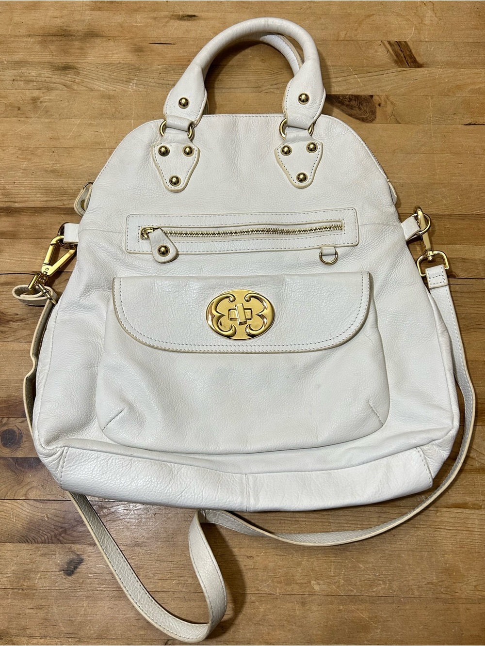 Emma Fox White Leather 2 Way Bag